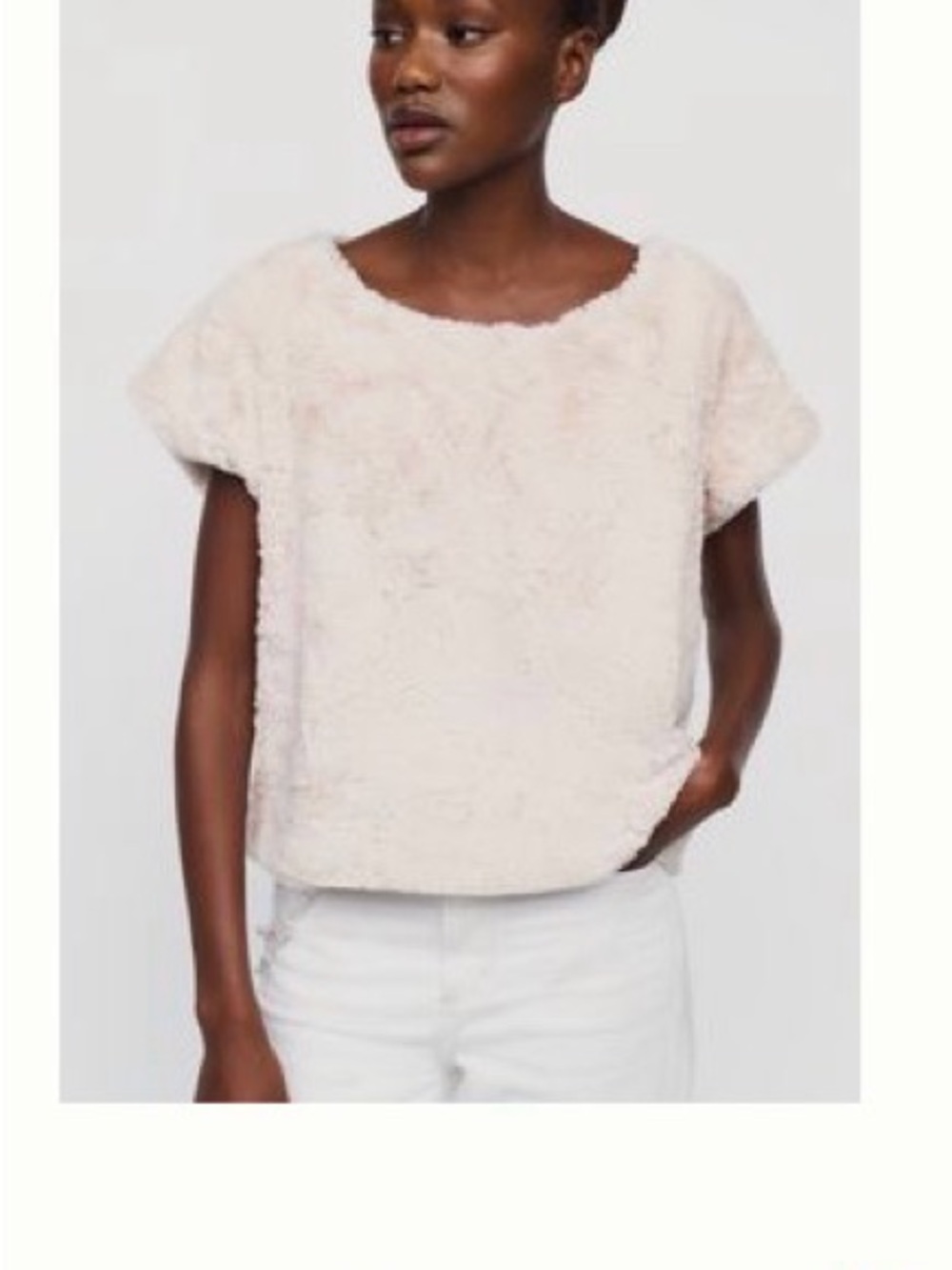 NWT Anthropologie Maeve Faux Fur Tee